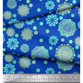 thumbnail image 3 of Soimoi Blue Poly Georgette Fabric Artistic Flower & Geometric Printed Fabric 1 Yard 52 Inch Wide, 3 of 5