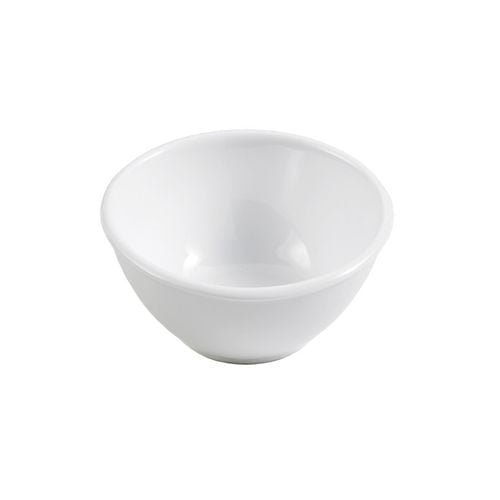 hometrends Round Appetizer Bowl in white porcelain with a hand-glazed finish, shown front-facing on a white background, designed for serving appetizers, dips, or desserts, dishwasher and microwave safe, also suitable for holding small craft supplies