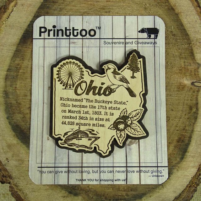 USA Ohio State Map Wooden Magnet Souvenir Fridge Magnet Gift