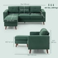 thumbnail image 3 of HOMCOM Sectional Sofa, L-Shaped Sofa with Chaise Lounge, Dark Green, 3 of 10