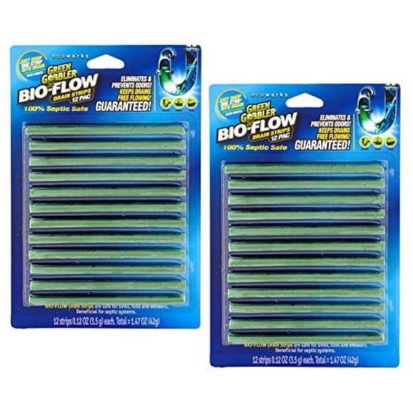 Green Gobbler BIO-Flow Drain Strips - 24 Strips | Drain Cleaner & Deodorizer