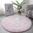 thumbnail image 1 of Luckyn Tapis Rond Doux 2*2 Pi, Tapis Antidérapant pour Salon et Chambre, Tapis Moelleux, Rose, 1 of 4