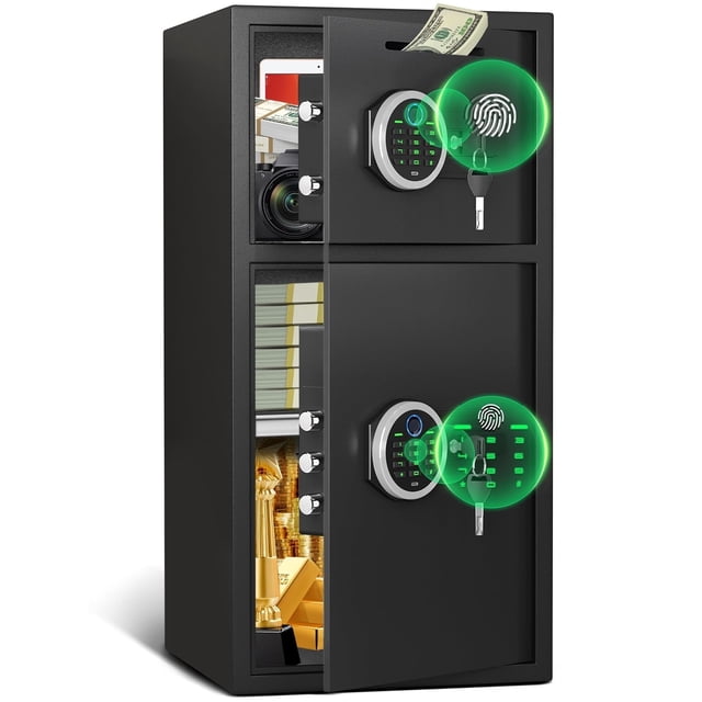 Opentiny 6.5 Cu ft Large Safe Box Fireproof , Biometric fingerprint Home Safe with Deposit Slot & Dual Alarm System, Money Safe With Mute Function and LED Light, Security Box for Money Valuables