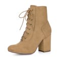 thumbnail image 1 of Unique Bargains Women's Round Toe Chunky High Heel Lace Up Booties, 1 of 6