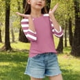 thumbnail image 4 of SERTG T-Shirt Mode Enfant Col Rond Manches 3/4 Imprimé Col Rond pour Été et Printemps 4-15 Ans (Violet4,11 Ans), 4 of 7