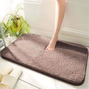 Bathroom Rugs Bath Mat Absorbent Microfiber Bath Rugs Non Slip Plush Shaggy Shower Mat For Bathroom Floor Tub Machine Washable Kitchen Mat Doormat White(24x16 Inch)