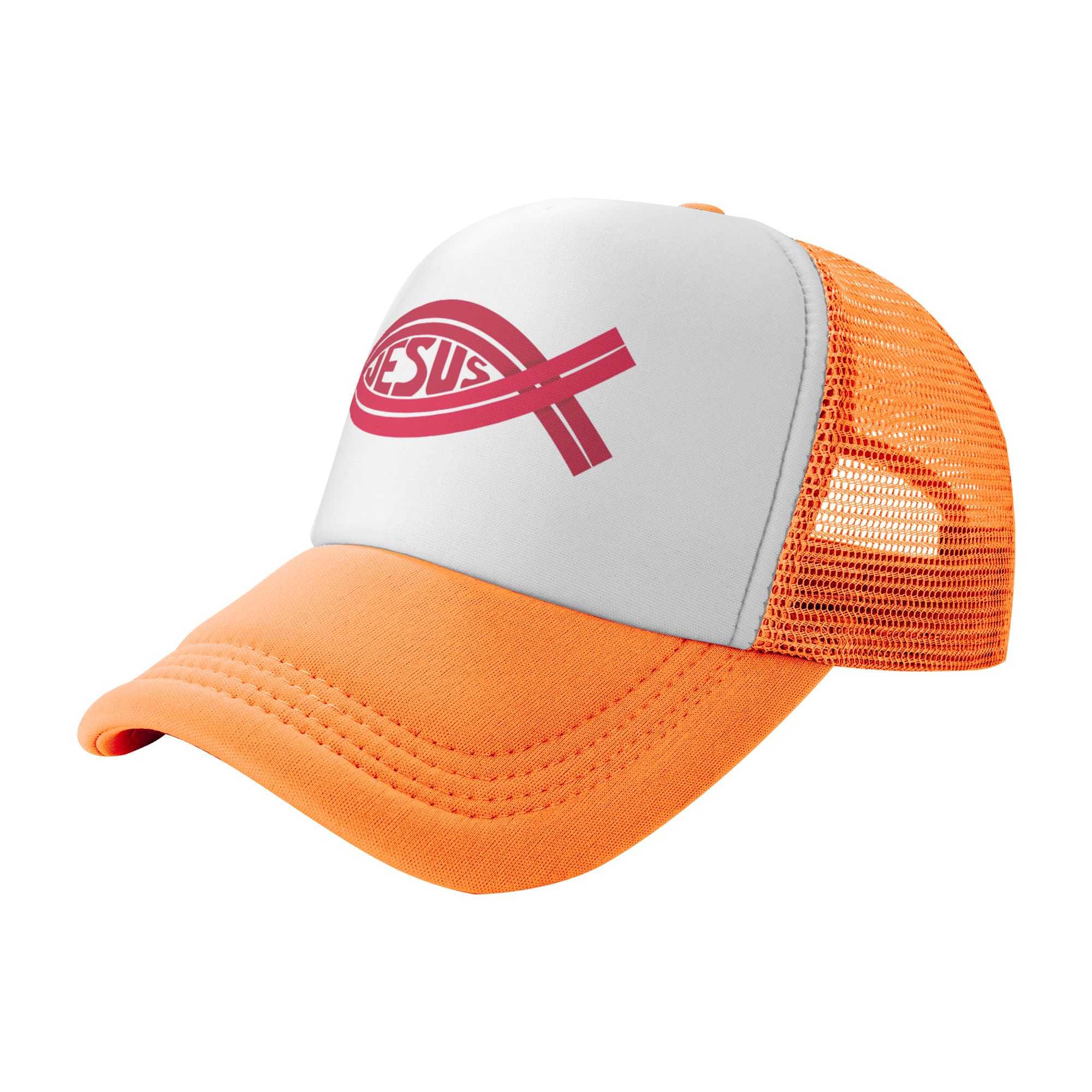 Yeshua Jesus Christian Trucker Hats Orange One Size Adjustable Snapback Hat