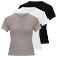 thumbnail image 4 of T-Shirts Élégants pour Femmes / T-Shirt à Manches Longues de Compression pour Femmes Col Roulé Tee Ensemble 3 Pcs T-Shirt à Manches Courtes Chemises pour Femmes Chemises pour Femmes Coupe Ajustée Hauts Courts Chemises pour Femmes Manches Longues T pour Dames, 4 of 5