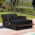 thumbnail image 2 of Costway Causeuse de Patio en Rotin Ensemble Lit de Jour Salon Ottomane de Rangement Tables d'Appoint Ajustable Noir, 2 of 10