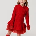 thumbnail image 2 of Splozh Robes d'Automne pour Filles Printemps et Automne Robe d'Hiver à Manches Longues pour Filles Robe de Fête Motif Robe en Maille Rouge,12-18 Mois, 2 of 6