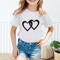 thumbnail image 2 of HNMKIU T-Shirt Graphique Tendance pour Filles Col Rond Manches Courtes Haut d'Été Décontracté pour Enfants, 2 of 5