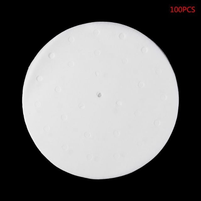 Lefu 100 Pcs Rond Jetable Papier Perforé Bambou Doublures en Papier pour Cuiseur Vapeur Friteuse à Air Chaud