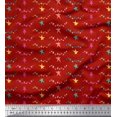 thumbnail image 1 of Soimoi Red polyester Crepe Fabric Hanging Star Party Printed Craft Fabric by the Yard 42 Inch Wide, 1 of 3