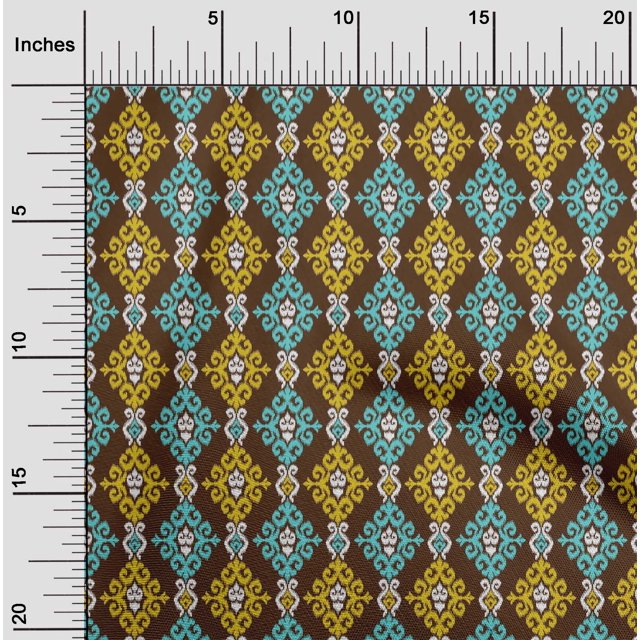 oneOone Tissu Georgette Viscose Imprimé Ikat Tourbillon au Mètre 42 Pouces de Large
