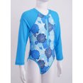 thumbnail image 3 of YONGHS Kids Girls Long Sleeve One Piece Swimsuits Zipper Rash Guard Swimwear UV Protection Bathing Suit Blue Flower 8, 3 of 7