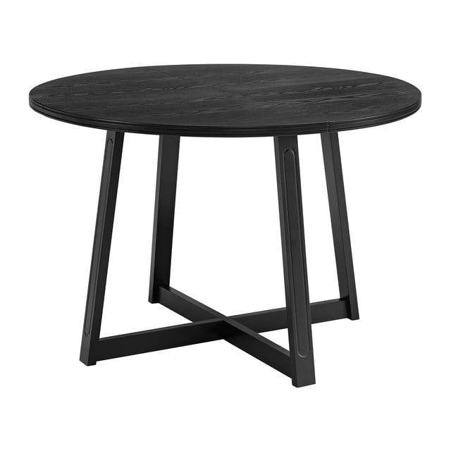 ROME + OAK Worton Table à Manger Ronde Moderne de Style Ferme de 45 Pouces, Mobilier en Bois, Noir