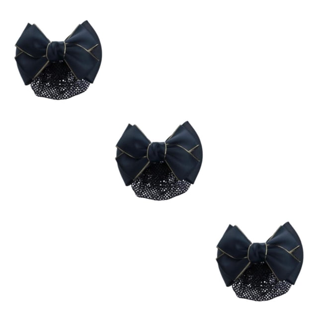 Decodeary Professional Hair Plate Mesh Pocket Practical Snood Net Elegant And Professional Gold rim - black 3Set