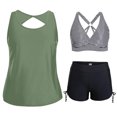 thumbnail image 2 of ShomPort Womens Swim Set 3 Piece Tankini Top and Swim Bra with Side Drawstring Boy Shorts Swimsuits, 2 of 6