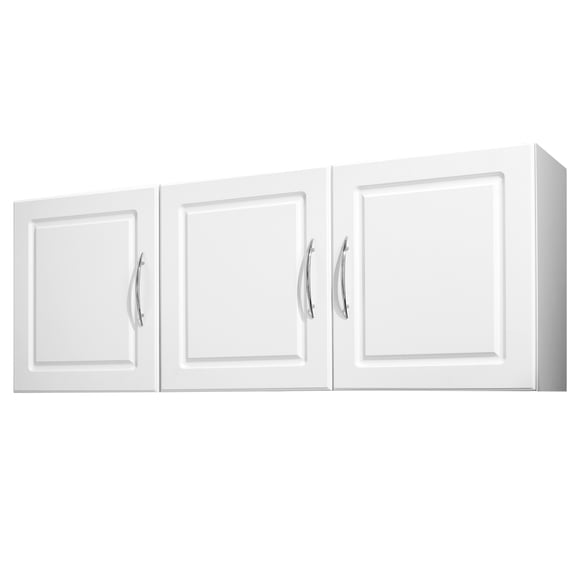 VEVOR Laundry Room Wall Cabinet, 2-Tier Wall Mounted Hanging Cabinet with Adjustable Shelf, Cupboard Storage with 3 Doors, 12.44 x 54 x 20.31 in (D x W x H), White