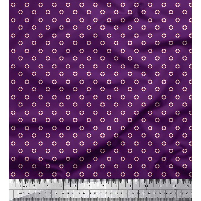 Soimoi Moss Georgette Fabric Swimming Ring Small Print Sewing Fabric Yard 42 Inch Wide