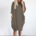 thumbnail image 1 of LSLJS Womens Pocket Loose Dress Ladies Neck Casual Long Tops Dress Plus Size, 1 of 4