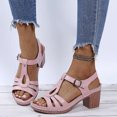 thumbnail image 4 of Sandales en Cuir à Bout Ouvert Talons Hauts Confortables à Porter Blanc, 4 of 7