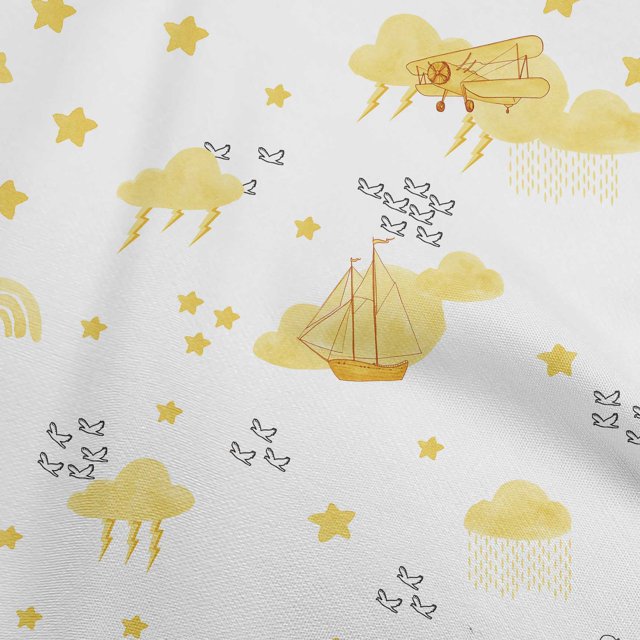oneOone Polyester Spandex Medium Yellow Fabric Kids Dress Material Fabric Print Fabric By The Yard 56 Inch Wide