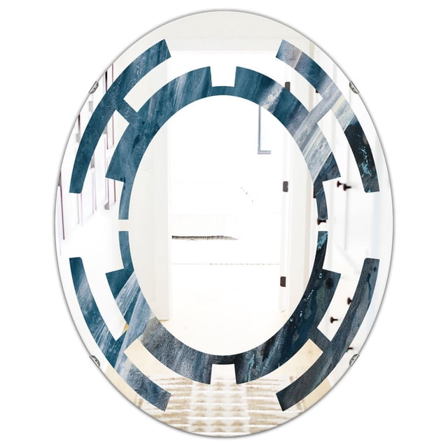 Designart 'Splash Blue Indigo' Modern Oval Wall Mirror - Space 24x36