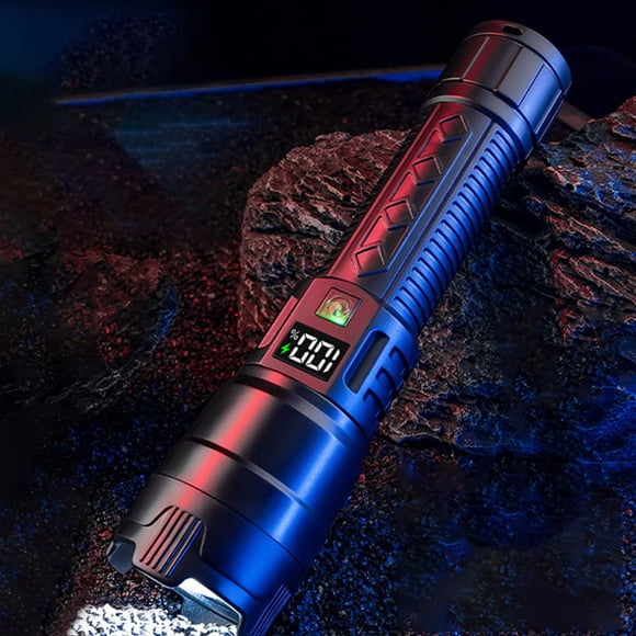 EQWLJWE Lampe de Poche Led Rechargeable avec Affichage Numérique, Lampe de Poche d'Extérieur Usb Rechargeable, Lampe de Poche Led Zoomable, Lampe de Poche Super Lumineuse, Petite Lampe de Poche pour le Camping, Lampe de Poche d'Urgence