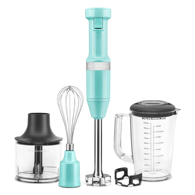 KitchenAid Mélangeur à Main Filaire à Vitesse Variable avec Accessoires, Aqua Sky, KHBV83AQ