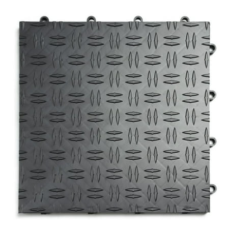 Big Floors Garagetrac Diamond, Interlocking Non-Slip Garage Flooring Tile, Durable, Modular, Heavy-Duty Copolymer, Easy Install (Graphite, 48 Pack Of 12 X 12"" Tiles)