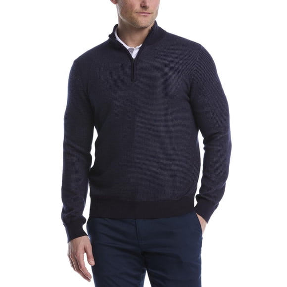 Refurbished Ben Hogan 2R372NRXDIFP Performance Men's Long Sleeve Jacquard 1/4 Zip Sweater, L
