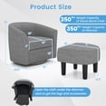 thumbnail image 4 of Giantex Fauteuil d'Appoint Pivotant avec Ottoman, Fauteuil Club Tonneau Moderne, Sofa Simple Pivotant avec Repose-Pieds, Gris, 4 of 9