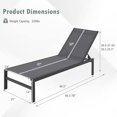 thumbnail image 3 of Chaise longue de terrasse, chaise longue inclinable avec 6 positions réglables, cadre en aluminium, chaises de bronzage extérieures pour terrasse, cour, piscine (2, gris), 3 of 18