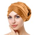 thumbnail image 1 of Womens Large Elastic Solid Color Comfortable Flat Hat Pearl Cap Nail Bead Pile Cap, 1 of 3
