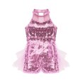 thumbnail image 3 of Linjinx Robe Tutu de Danse Ballet à Sequins Brillants pour Filles, Costume de Performance Jazz Latin Moderne Rose 5, 3 of 7