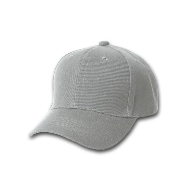 Chapeau à Visière Courbé Ajusté Simple, Gris 7 1/4