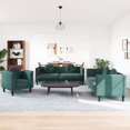 thumbnail image 1 of vidaXL 3 Piece Sofa Set with Pillows Dark Green Velvet, 1 of 5