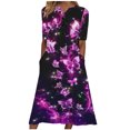 thumbnail image 2 of Robe d'Été pour Femmes 2024 Mode Grande Taille Décontractée à Manches Courtes Col en V Robe Imprimée Robe Ample Rabais de 50 % Liquidation!, 2 of 5