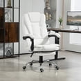 thumbnail image 2 of HOMCOM Chaise de Bureau Exécutive en Cuir PU Chaise Inclinable avec Accoudoirs Blanc, 2 of 10