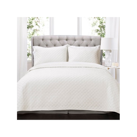 LUSH DECOR Ensemble de Courtepointe Blanc Uni Pleine Grandeur