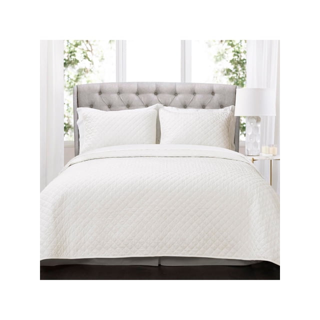 LUSH DECOR Ensemble de Courtepointe Blanc Uni Pleine Grandeur