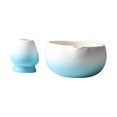 thumbnail image 2 of jifeng Ceramic Matcha Bowl with Whisk Holder Portable for Tabletop Tea Room Kitchen Gradient blue, 2 of 9