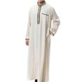 thumbnail image 4 of Birdeem Robe Musulmane pour Hommes Robe Arabe Mi-Longue Style Long Manches Longues Brodée Col Montant Poche Longue Chemise Mode Décontractée, 4 of 9