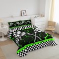 thumbnail image 3 of Erosebridal Racing Car Bedding King Comforter Set, Checkered Flag Down Comforter, Honeycomb Geometric Decor, Ultra Soft 3pcs, 3 of 8