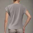 thumbnail image 4 of Summer T Shirts for Women V-Neck Short Sleeve Casual Tops Solid Color Basic Tees, 4 of 4