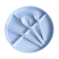 thumbnail image 2 of Dividing Tableware Set, Partitioned Plates with Spoon, Fork & Chopsticks, Kitchen Utensils Set for Family Meals, Space-Saving, Microwave Safe, Home & Kitchen Organization, 2 of 5
