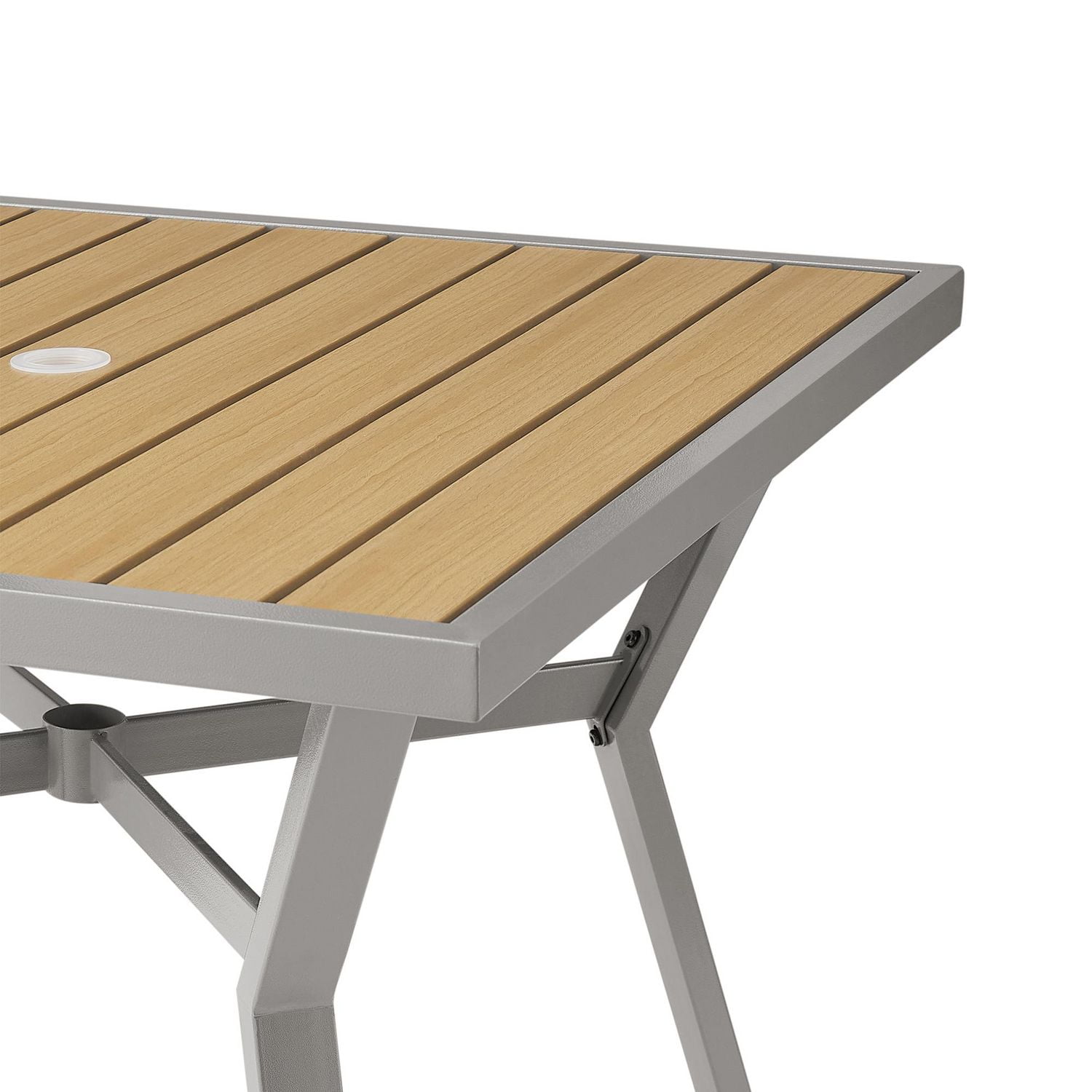 Songmics Home Sencillo Collection - Patio Table with Umbrella Hole, Faux Wood, Gray and Beige