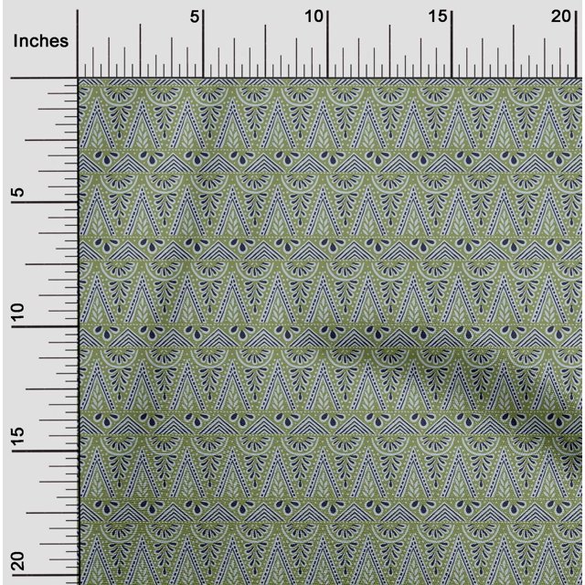oneOone Polyester Lycra Fabric Geometric & Floral Block Print Sewing Fabric BTY 56 Inch Wide