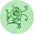 thumbnail image 1 of Ahgly Tapis Rond Lavable en Machine Intérieur Vert Menthe Transitionnel, 8 Pieds Rond, 1 of 7